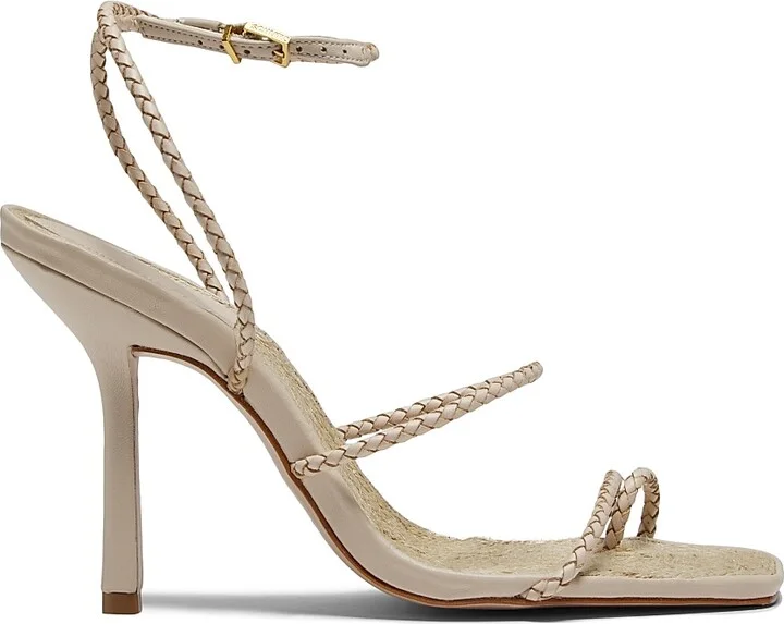 Women's Kaya 100MM Leather & Raffia Stiletto-Heel Sandals - Off White - Size 6.5