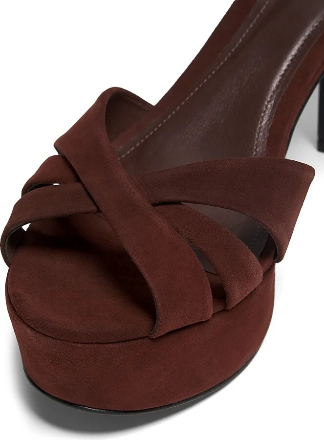 Women's Keefa 100MM Suede Platform Sandals - Root Brown - Size 6.5 - Image 5