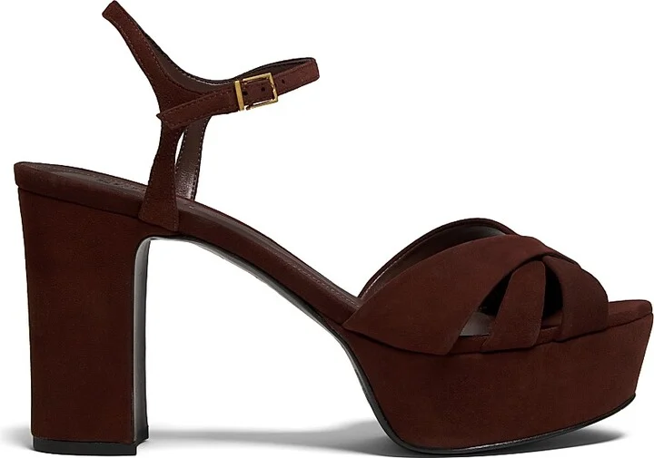 Women's Keefa 100MM Suede Platform Sandals - Root Brown - Size 6.5