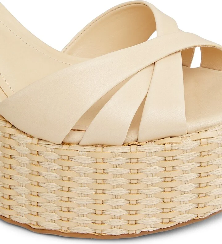 Women's Keefa 125MM Leather Platform Wedge Sandals - Natural - Size 8.5 - Image 5