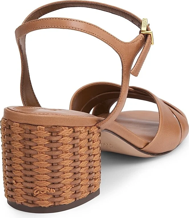Women's Keefa Leather Block-Heel Sandals - Caramel Coffee - Size 6 - Image 3