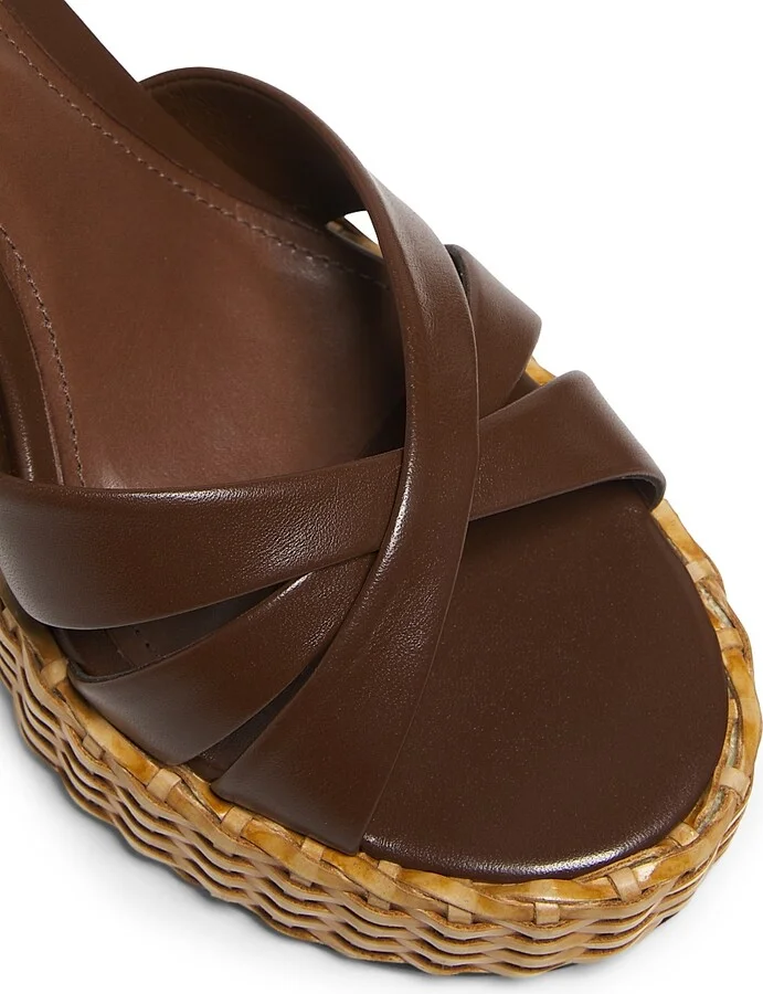 Women's Keefa Leather & Straw Block-Heel Sandals - Desert Brown - Size 6.5 - Image 5