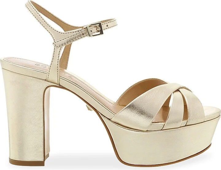 Women's Keefa Metallic Leather Platform Sandals - Platina - Size 5