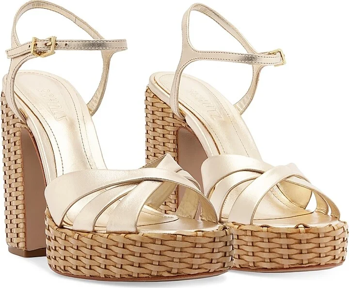 Women's Keefa Straw 133MM Platform Sandal - Platina - Size 6.5 - Image 9
