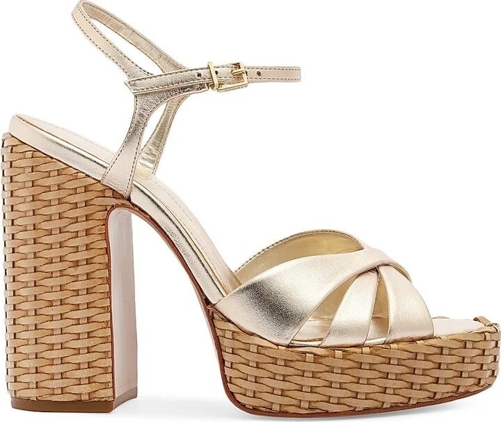 Women's Keefa Straw 133MM Platform Sandal - Platina - Size 6.5