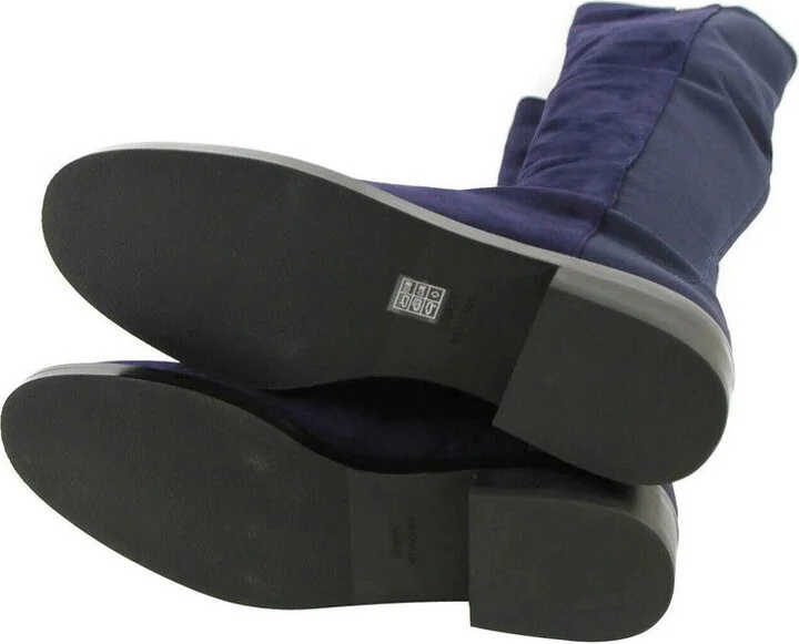 Women's Keelan Dark Blue Suede With Logo Over The Knee Boots - Image 8