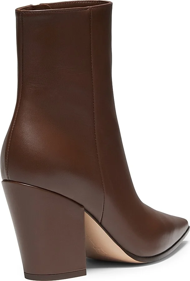 Women's Keinna 85MM Leather Block-Heel Booties - Brown - Size 5 - Image 3