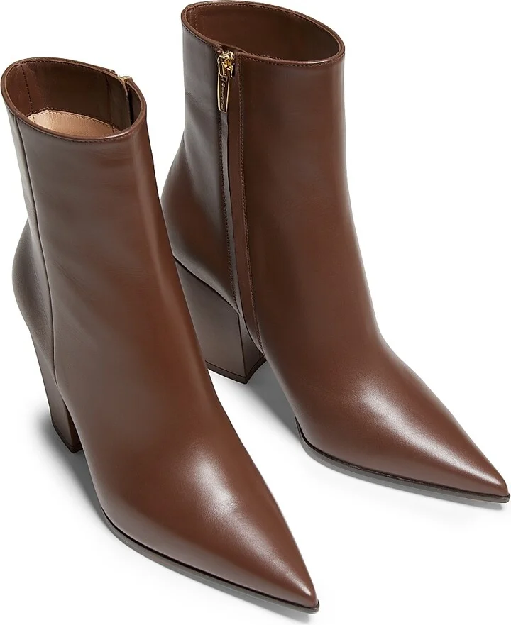 Women's Keinna 85MM Leather Block-Heel Booties - Brown - Size 5 - Image 4