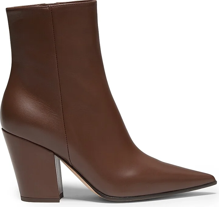 Women's Keinna 85MM Leather Block-Heel Booties - Brown - Size 5