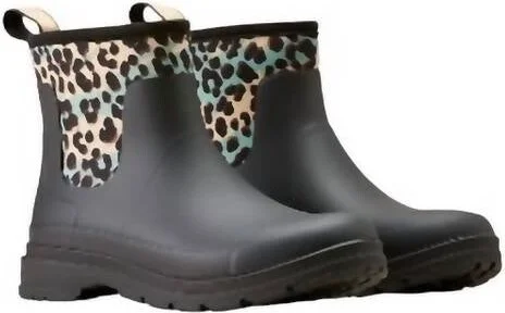 Women's Kelmarsh Shortie Rubber Boot In Black/leopard Camo