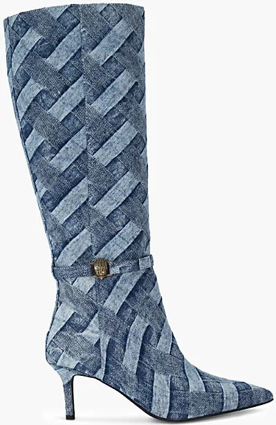 Womens Kensington Flexi Denim Heeled Knee-High Boots Eur 39 / 6 Uk Women