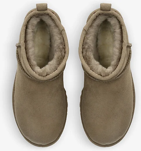 Womens Khaki Classic Ultra Mini Suede and Shearling Boots Eur 38/5 Uk Women - Image 2