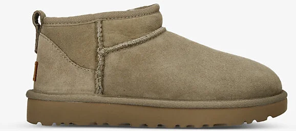 Womens Khaki Classic Ultra Mini Suede and Shearling Boots Eur 38/5 Uk Women
