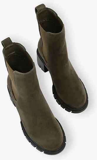 Womens Khaki Ignite Suede Heeled Chelsea Boots Eur 37 / 4 Uk Women - Image 2
