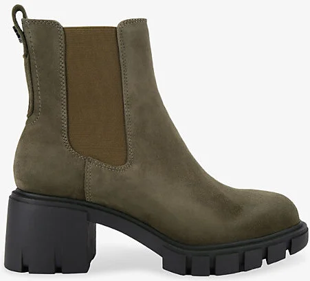 Womens Khaki Ignite Suede Heeled Chelsea Boots Eur 37 / 4 Uk Women
