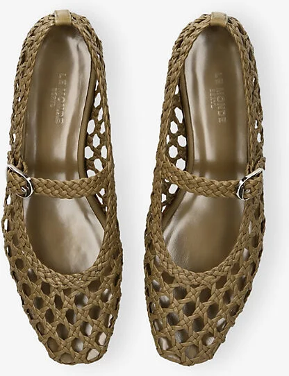 Womens Khaki Mary Jane Woven-Leather Pumps Eur 36 / 3 Uk Women - Image 2