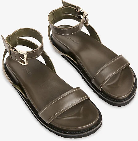 Womens Khaki/Olive Ottie Contrast-Stitch Leather Sandals Eur 41 / 8 Uk Women - Image 2