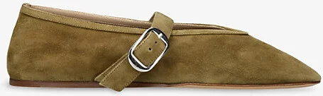 Womens Khaki Stella Single-Strap Suede Pumps Eur 38/5 Uk Women