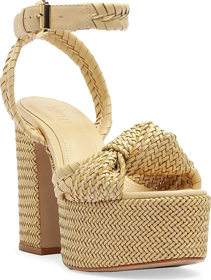 Women's Khari 100MM Knotted Leather Platform Sandals - Natural - Size 6.5 - Image 2