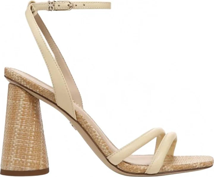 Women's Kia Block Heel Sandal In Bleached Wheat
