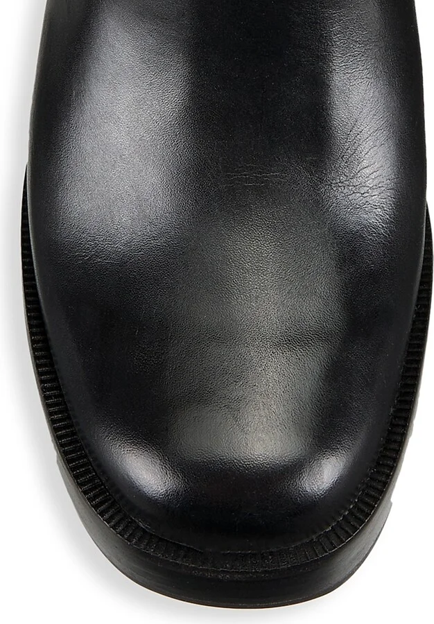 Women's Kiara 76MM Leather Zip-Up Block Heel Boots - Black - Size 5 - Image 4