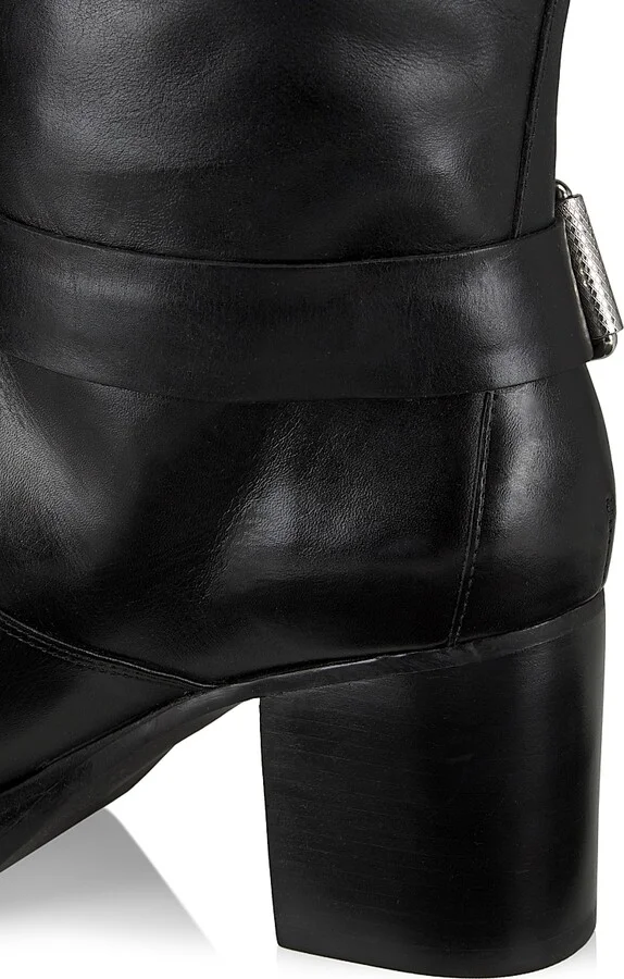 Women's Kiara 76MM Leather Zip-Up Block Heel Boots - Black - Size 5 - Image 5