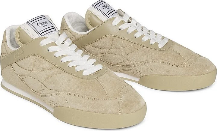 Women's Kick Quilted Low-Top Sneakers - Pale Khaki - Size 5 - Image 2