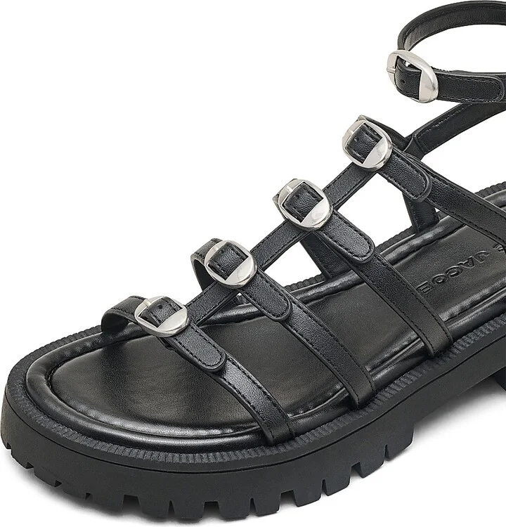 Women's Kiki Leather Gladiator Sandals - Black - Size 5 - Image 6