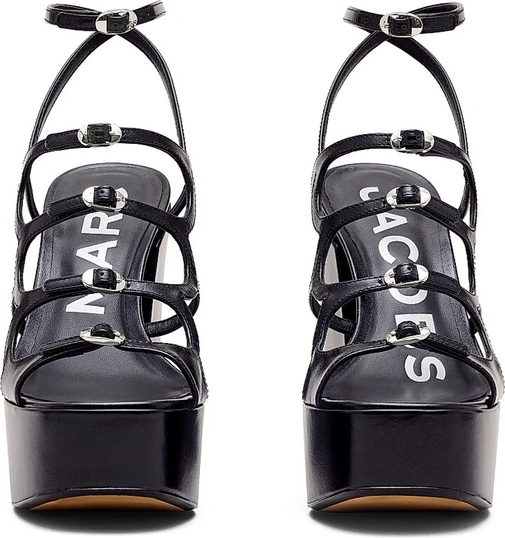 Women's Kiki Leather Platform Pump Sandals - Black - Size 8 - Image 4