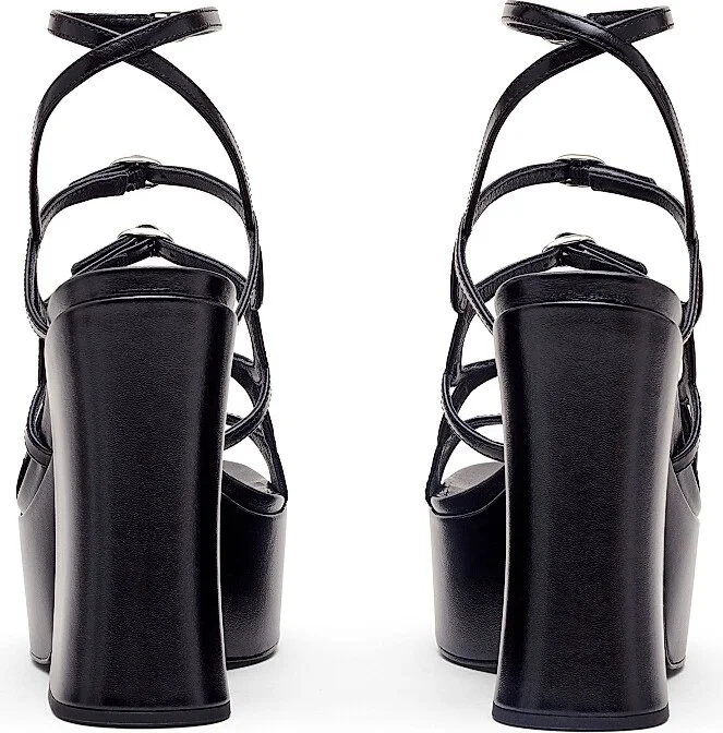 Women's Kiki Leather Platform Pump Sandals - Black - Size 8 - Image 5
