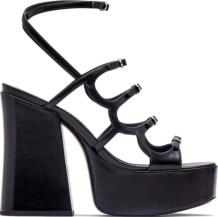 Women's Kiki Leather Platform Pump Sandals - Black - Size 8