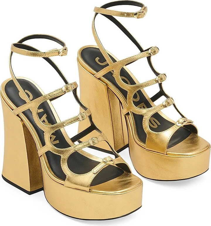 Women's Kiki Metallic Leather Platform Pump Sandals - Gold - Size 7 - Image 2