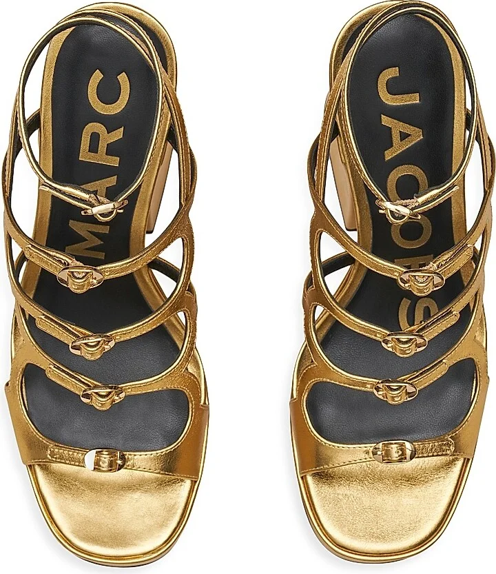 Women's Kiki Metallic Leather Platform Pump Sandals - Gold - Size 7 - Image 3