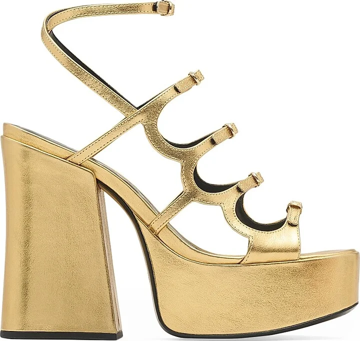 Women's Kiki Metallic Leather Platform Pump Sandals - Gold - Size 7