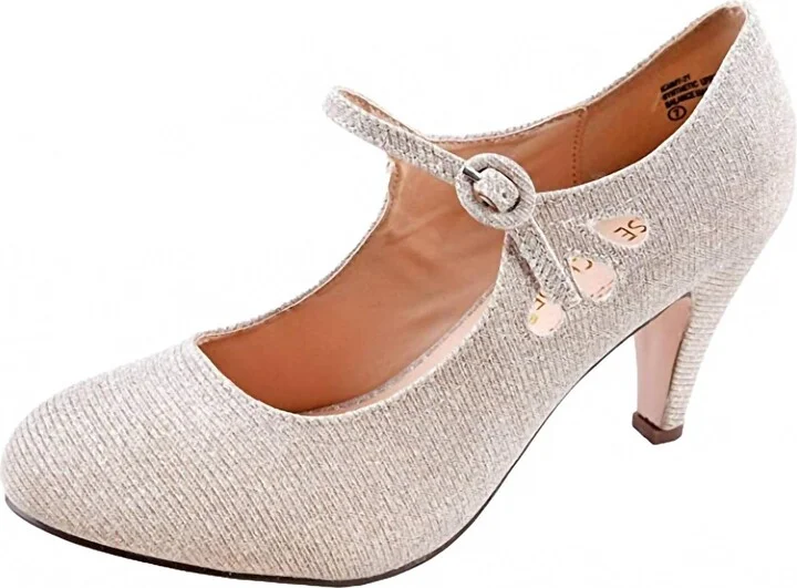 Women's Kimmy-21 Round Toe Mary Jane In Nude Glitter