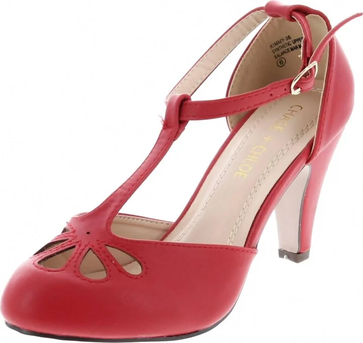 Women's Kimmy-36 T-Strap Pumps In Red