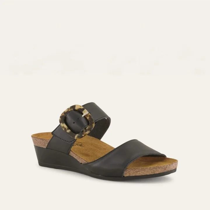Women's Kingdom Sandal In Soft Black Leather/oily Midnight Suede