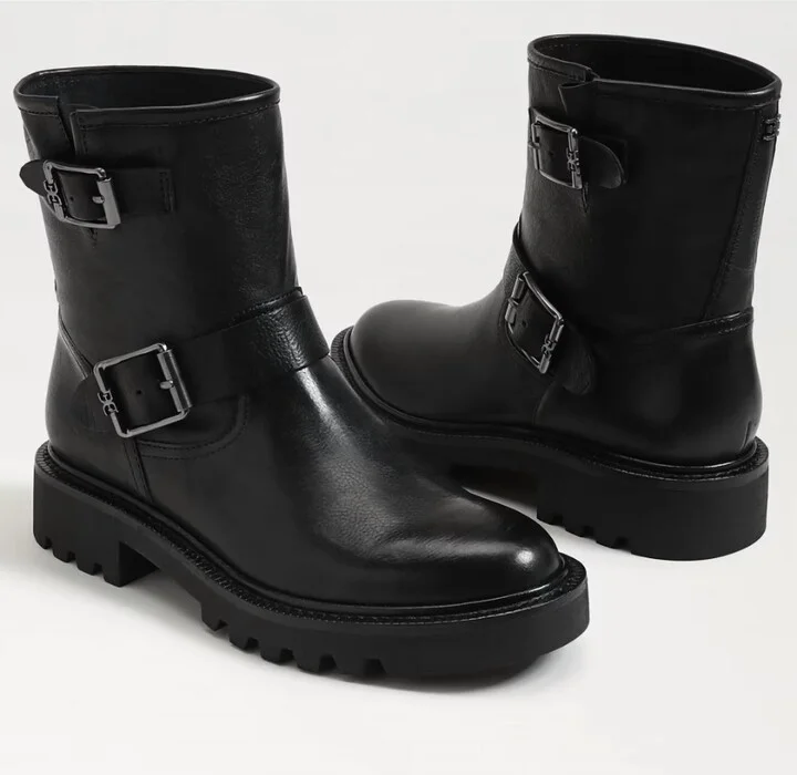 Women's Kinsley Motorcycle Boot In Black Leather