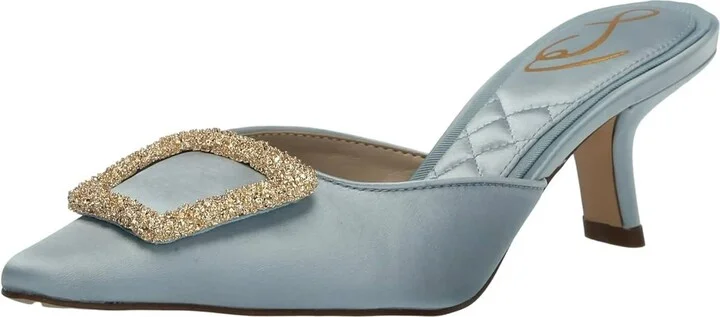Women's Kitten Heel Slip On Pointed Toe Fashion Pumps In Robin Egg Blue
