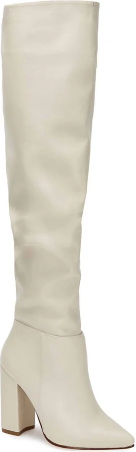 Women's Knee High Heel Boots In Ivory