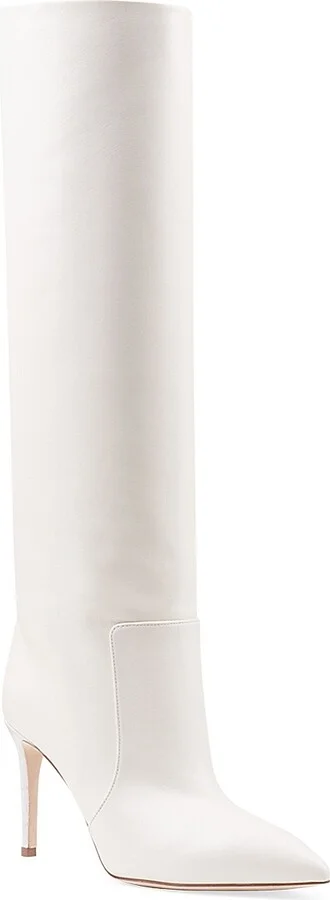 Women's Knee-High Leather Stiletto Boots - Vanilla - Size 5 - Image 2