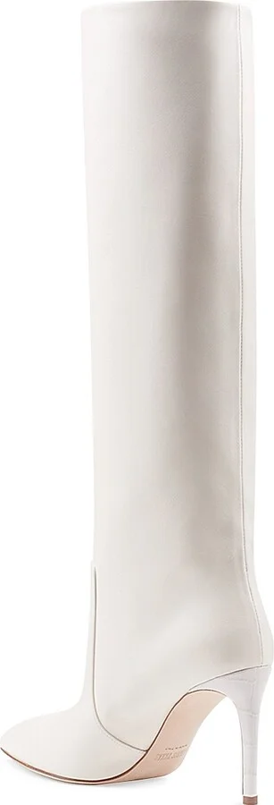 Women's Knee-High Leather Stiletto Boots - Vanilla - Size 5 - Image 3