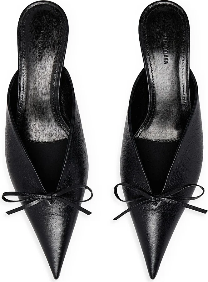 Women's Knife Bow 40MM Mules - Black - Size 8 - Image 5