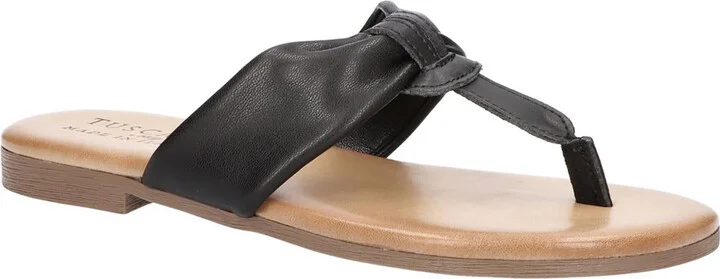 Womens Knot Front Cushioned Footbed Thong Sandals