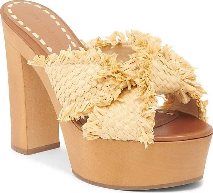 Women's Knotted Raffia Platform Sandals - Legno Sabbia - Size 6 - Image 2