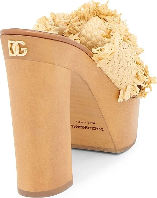 Women's Knotted Raffia Platform Sandals - Legno Sabbia - Size 6 - Image 3