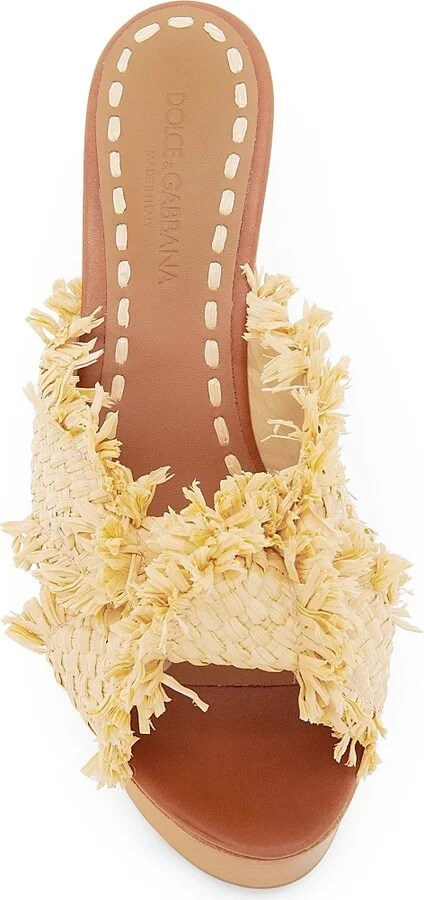 Women's Knotted Raffia Platform Sandals - Legno Sabbia - Size 6 - Image 4