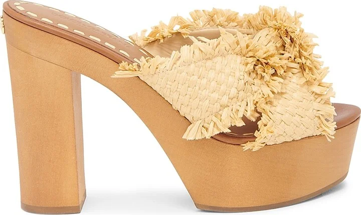 Women's Knotted Raffia Platform Sandals - Legno Sabbia - Size 6