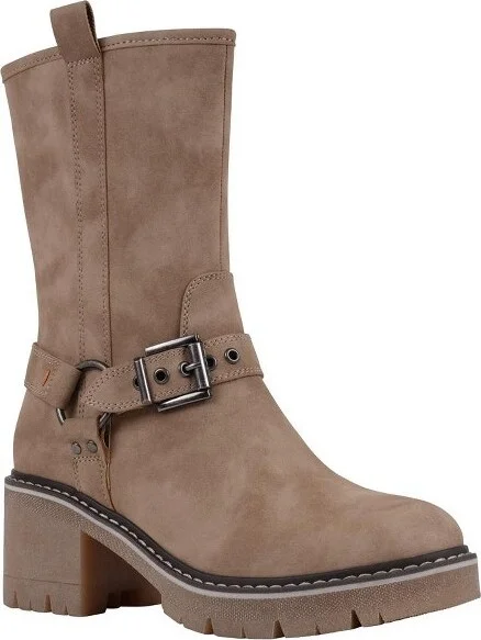 Women's Knox Beige Mid-Calf Buckle Boots