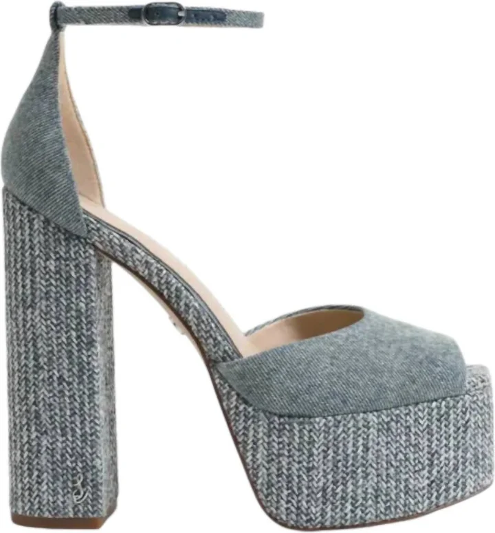 Women's Kori Block Heel Platform Sandal In Denim